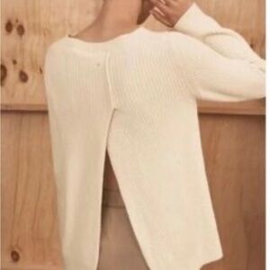 Cuyana Women’s Ribbed Open- Back Cream Sweater, Size XS